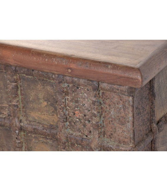 Mesa de centro arcón de madera de teca reciclada de estilo colonial 4