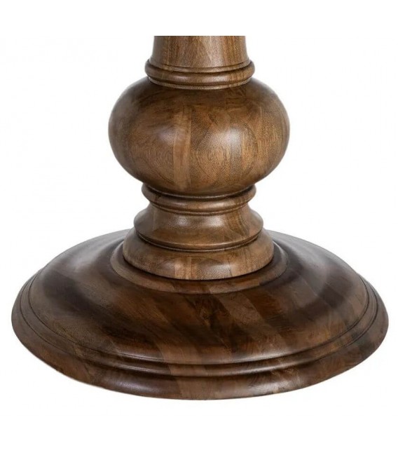 Mesa de comedor redonda fija de madera maciza nogal con pie central 5