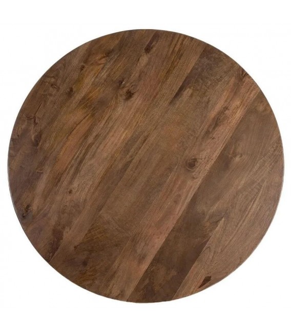 Mesa de comedor redonda fija de madera maciza nogal con pie central 1