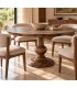 Mesa de comedor redonda fija de madera maciza nogal con pie central mdmhogar