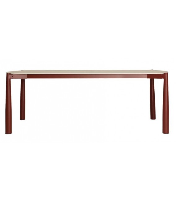 Mesa de comedor rectangular grande tapa de piedra efecto travertino