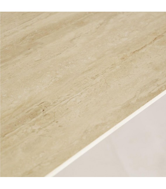 Mesa de comedor rectangular grande tapa de piedra efecto travertino 2