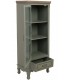 Vitrina estrecha clásica verde oliva con puerta de cristal y cajón 2