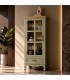 Vitrina estrecha clásica verde oliva con puerta de cristal y cajón Mdmhogar