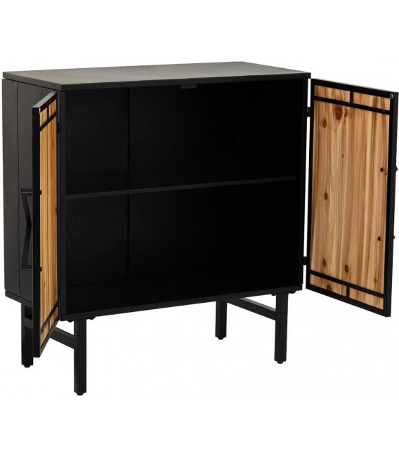 Taquillón industrial de madera envejecida y metal negro 3