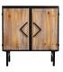 Taquillón industrial de madera envejecida y metal negro