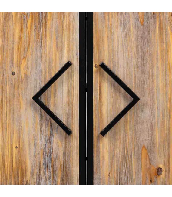 Taquillón industrial de madera envejecida y metal negro 2