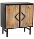 Taquillón industrial de madera envejecida y metal negro 1