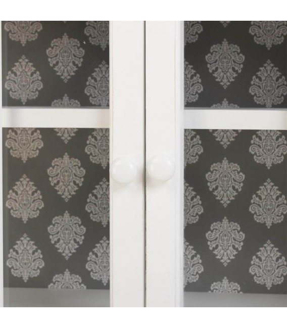 Aparador clásico blanco envejecido con puertas de cristal decoradas 4
