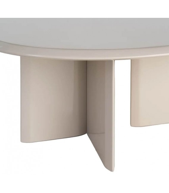 Mesa de centro contemporánea lacada en beige satinado con base curva 3