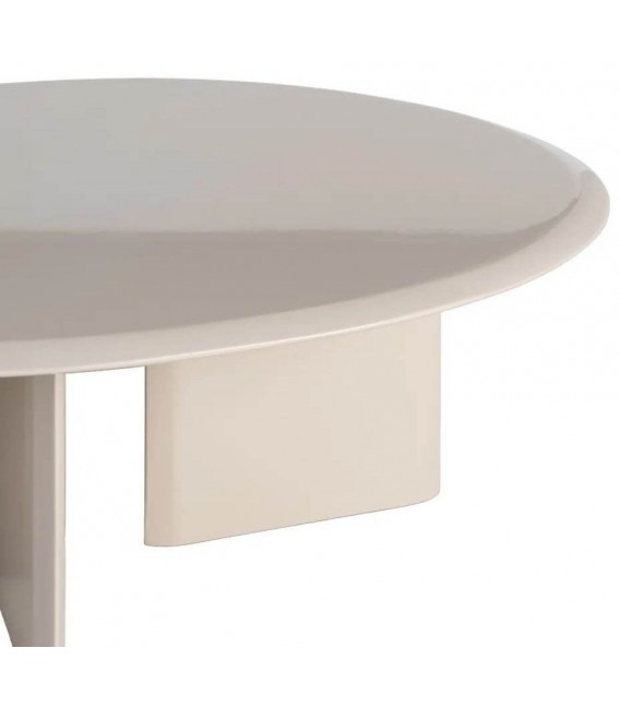 Mesa de centro contemporánea lacada en beige satinado con base curva 2