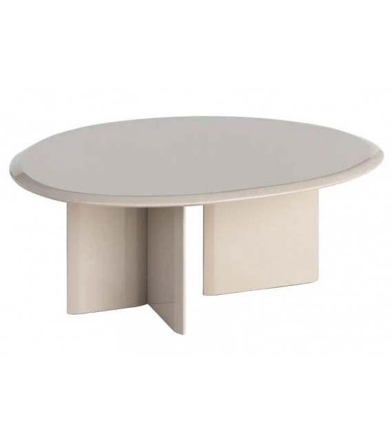 Mesa de centro contemporánea lacada en beige satinado con base curva 1