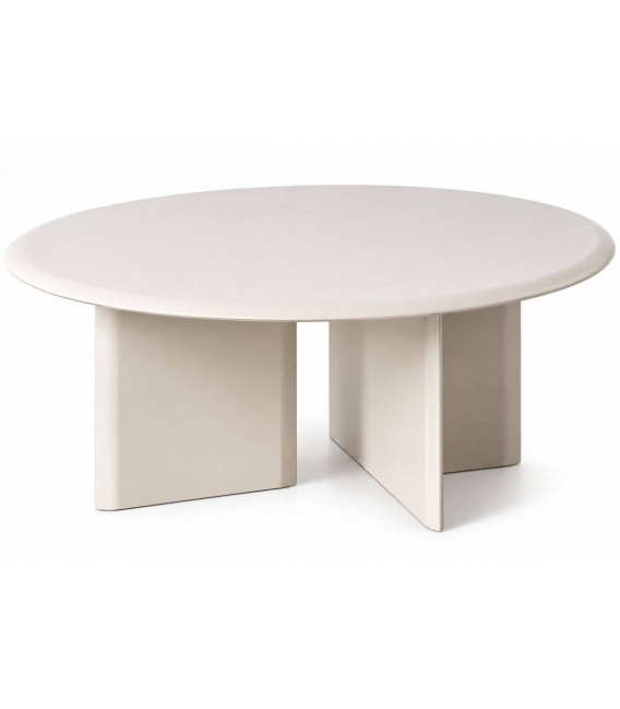 Mesa de centro contemporánea lacada en beige satinado con base curva
