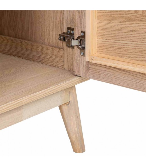 Mueble de TV madera natural acanalada estilo art déco 3