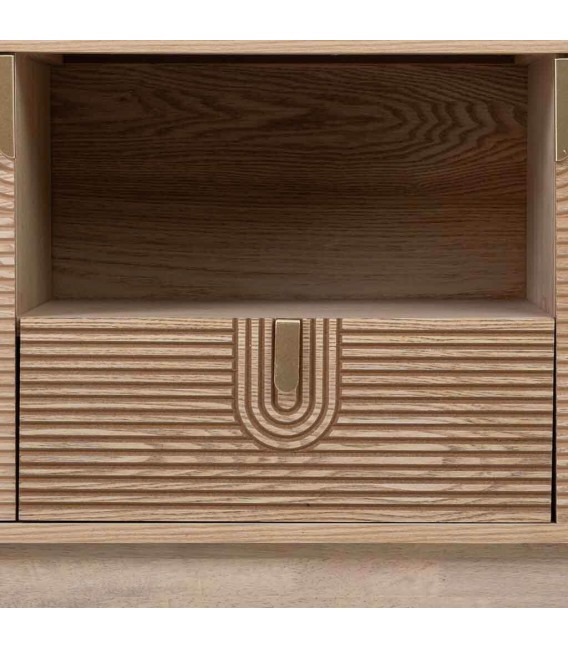 Mueble de TV madera natural acanalada estilo art déco 5