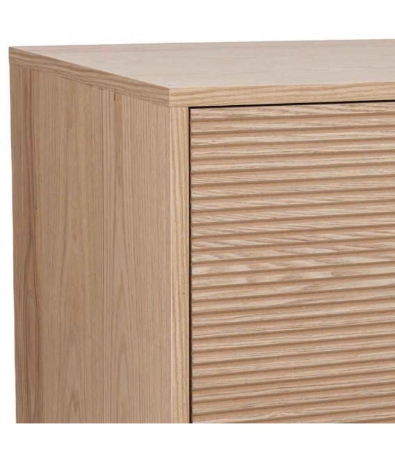 Mueble de TV madera natural acanalada estilo art déco 6