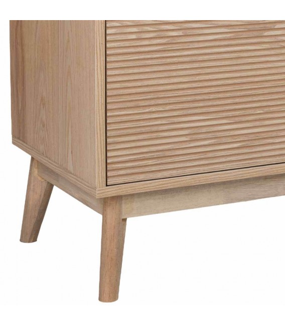 Mueble de TV madera natural acanalada estilo art déco 7
