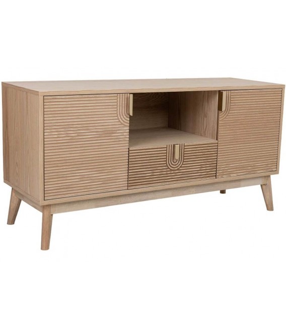 Mueble de TV madera natural acanalada estilo art déco