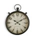 Reloj de pared industrial metal negro con esfera crema vintage.