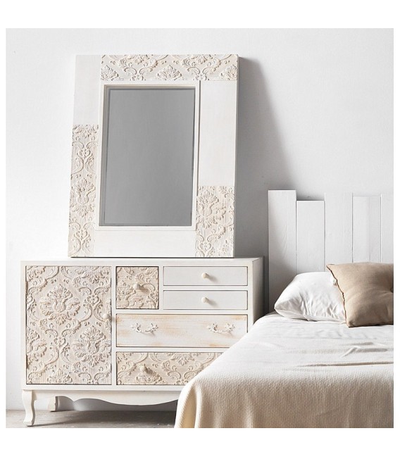 Espejo Blanco Damasco