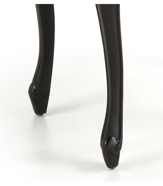 Mesita clásica negra con madera tallada y tiradores oro viejo. 2