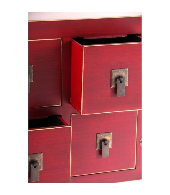 MUEBLE 8 CAJONES ROJO LACRE MADERA 