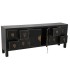 Mueble de TV negro detalles dorados, estilo oriental gran capacidad.