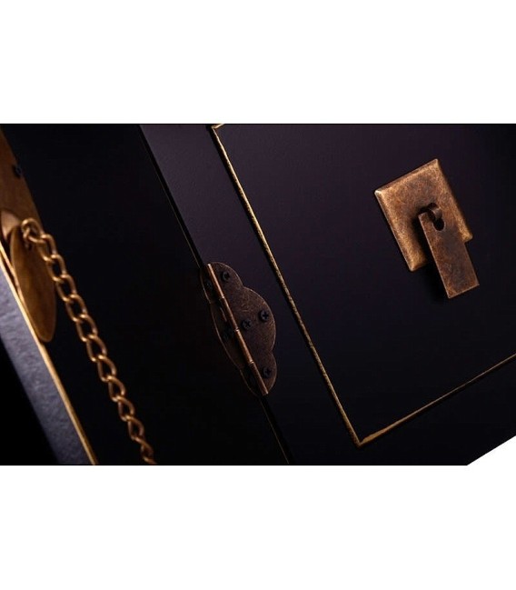 Mueble de TV negro detalles dorados, estilo oriental gran capacidad.1