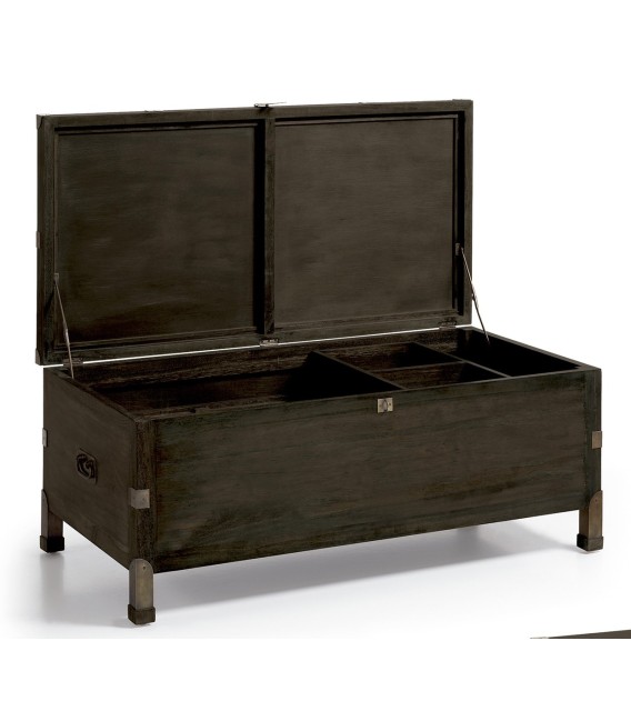 Baúl industrial en madera wengué con bandeja interior. 1