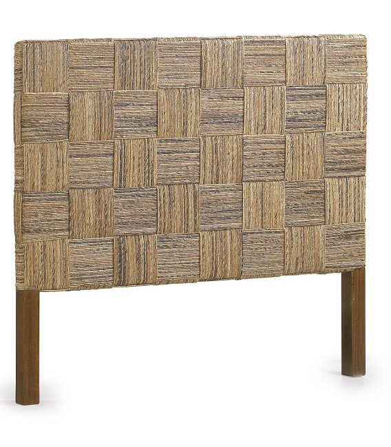 Cabecero colonial de ratán trenzado y madera mindi teca