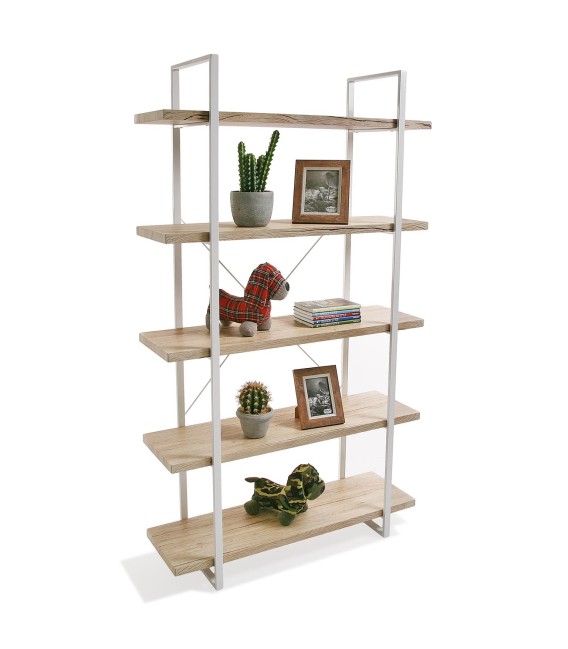 LIBRERÍA 5 BALDAS MADERA Y METAL NIFF VERSA