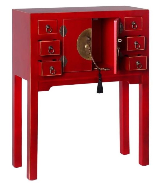 CONSOLA 2 PUERTAS Y 6 CAJONES ROJO 