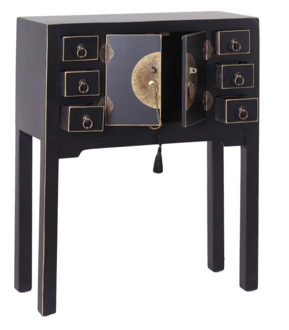 CONSOLA 2 PUERTAS Y 6 CAJONES NEGRO 