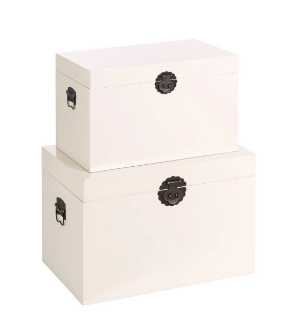 SET 2 BAÚLES BLANCO MADERA ''ORIENTE'' 