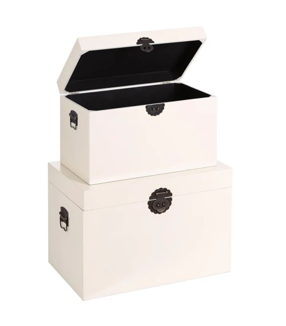 SET 2 BAÚLES BLANCO MADERA ''ORIENTE'' 