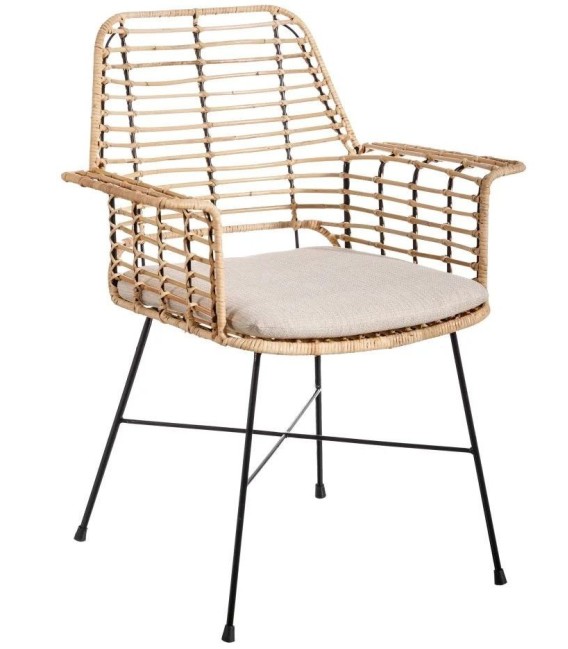 SILLA FIBRA NATURAL Y METAL HIPI