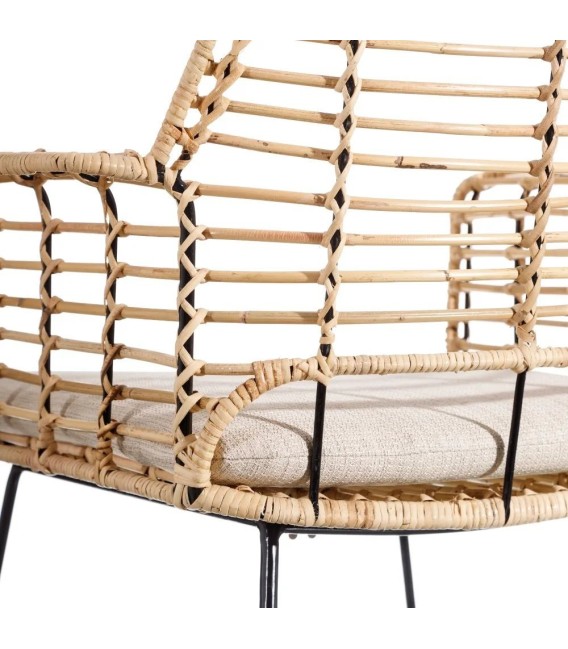 SILLA FIBRA NATURAL Y METAL HIPI