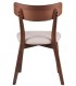 Silla en madera de nogal y tapizado beige, diseño cómodo y elegante. Mdmhogar3