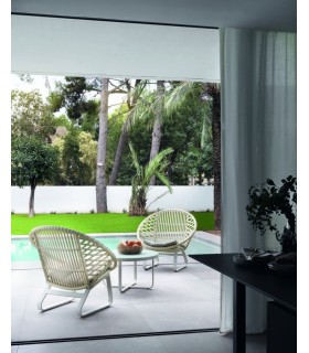 SILLÓN CIRCULAR ALUMINIO Y FIBRA BLANCA CIRES