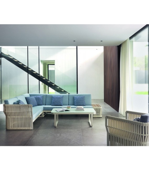 MESA CENTRO ALUMINIO Y FIBRA SINTÉTICA BLANCA CIRES