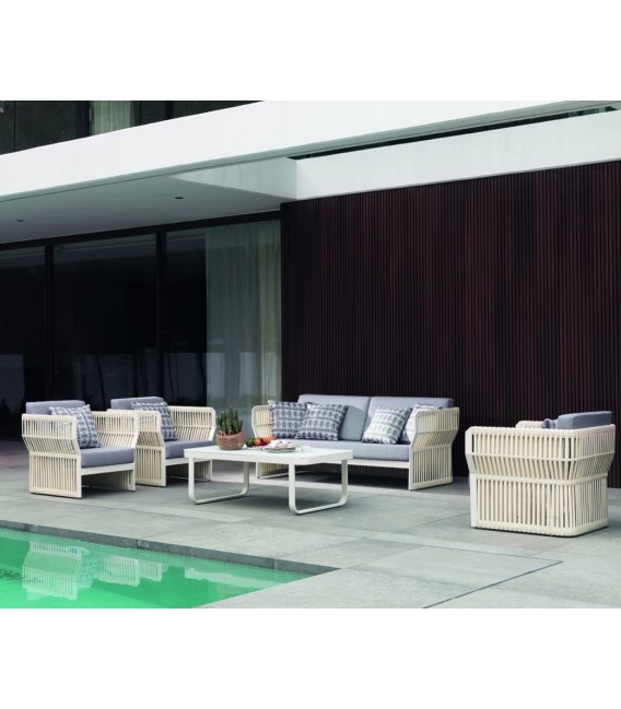 MESA CENTRO ALUMINIO Y FIBRA SINTÉTICA BLANCA CIRES