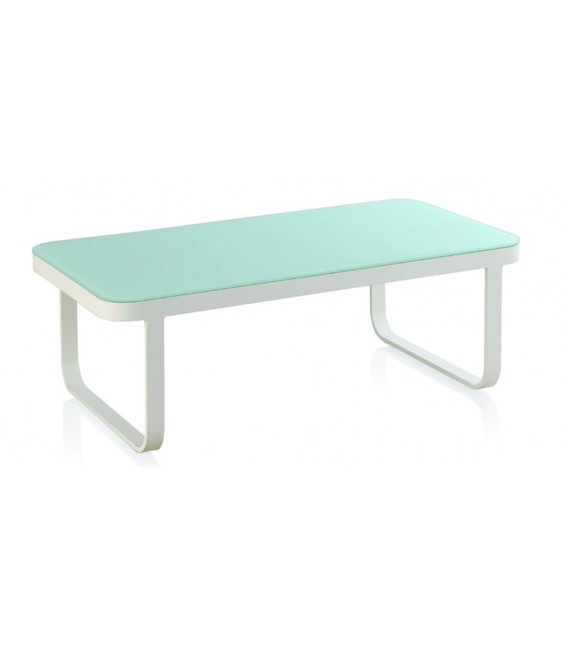 MESA CENTRO ALUMINIO Y FIBRA SINTÉTICA BLANCA CIRES