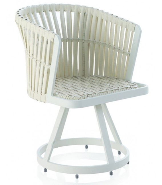 SILLÓN BASE CIRCULAR ALUMINIO Y FIBRA SINTÉTICA BLANCA CIRES