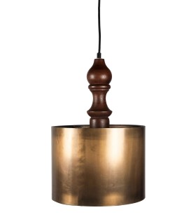 Lámpara de techo clásica en madera de mango y metal oro viejo.