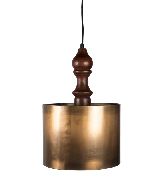 Lámpara de techo clásica en madera de mango y metal oro viejo.