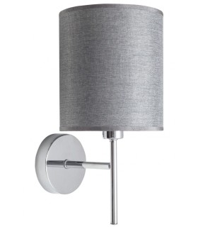 Aplique pared contemporáneo metal cromado pantalla gris