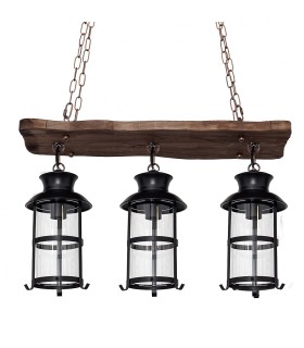 LÁMPARA DE TECHO MADERA Y METAL TUMBO 3 