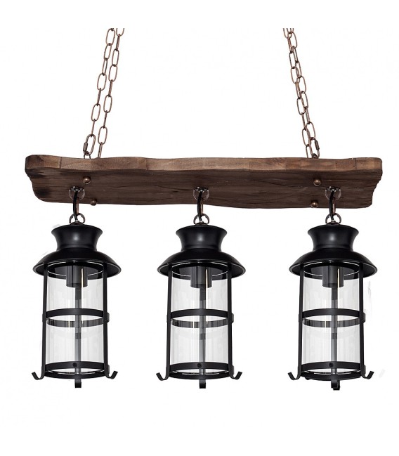 LÁMPARA DE TECHO MADERA Y METAL TUMBO 3 