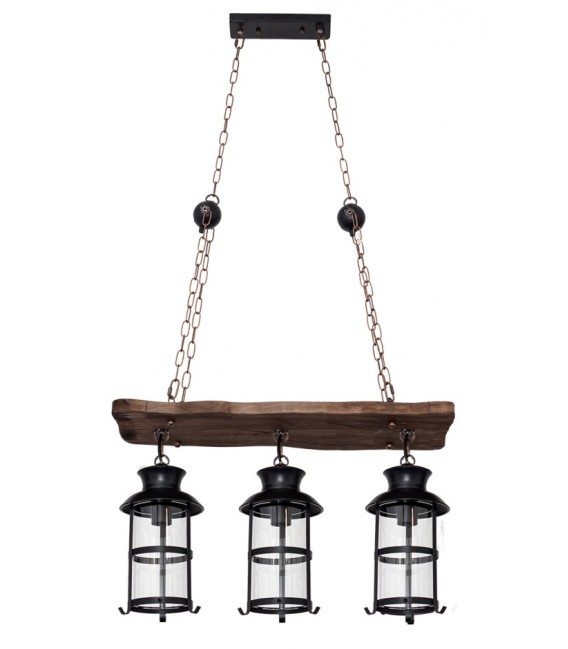 LÁMPARA DE TECHO MADERA Y METAL TUMBO 3 