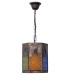 Lámpara techo étnica metal bronce cristal labrado colores